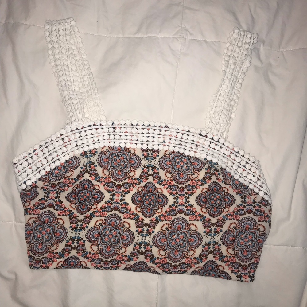 Crochet and patterned crop top